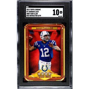 2013 SGC 10 Andrew Luck Topps Chrome  4000 Yard Club Red Refractor 8/99 Gem